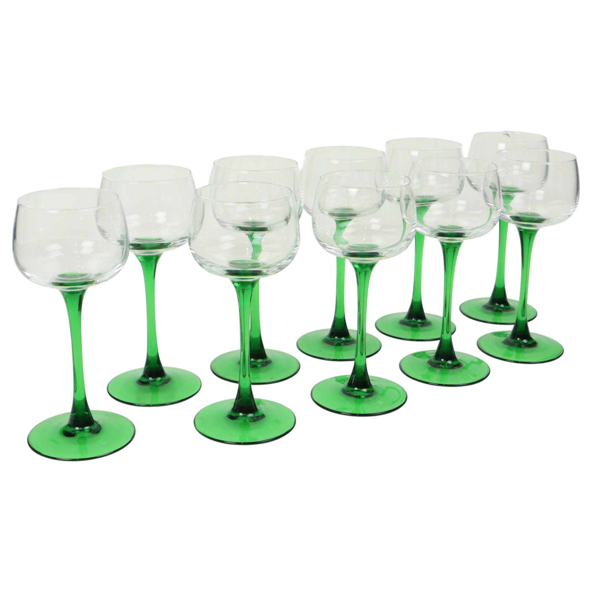 Lot de 10 verres à vin d'Alsace Vintage Luminarc Base Verte