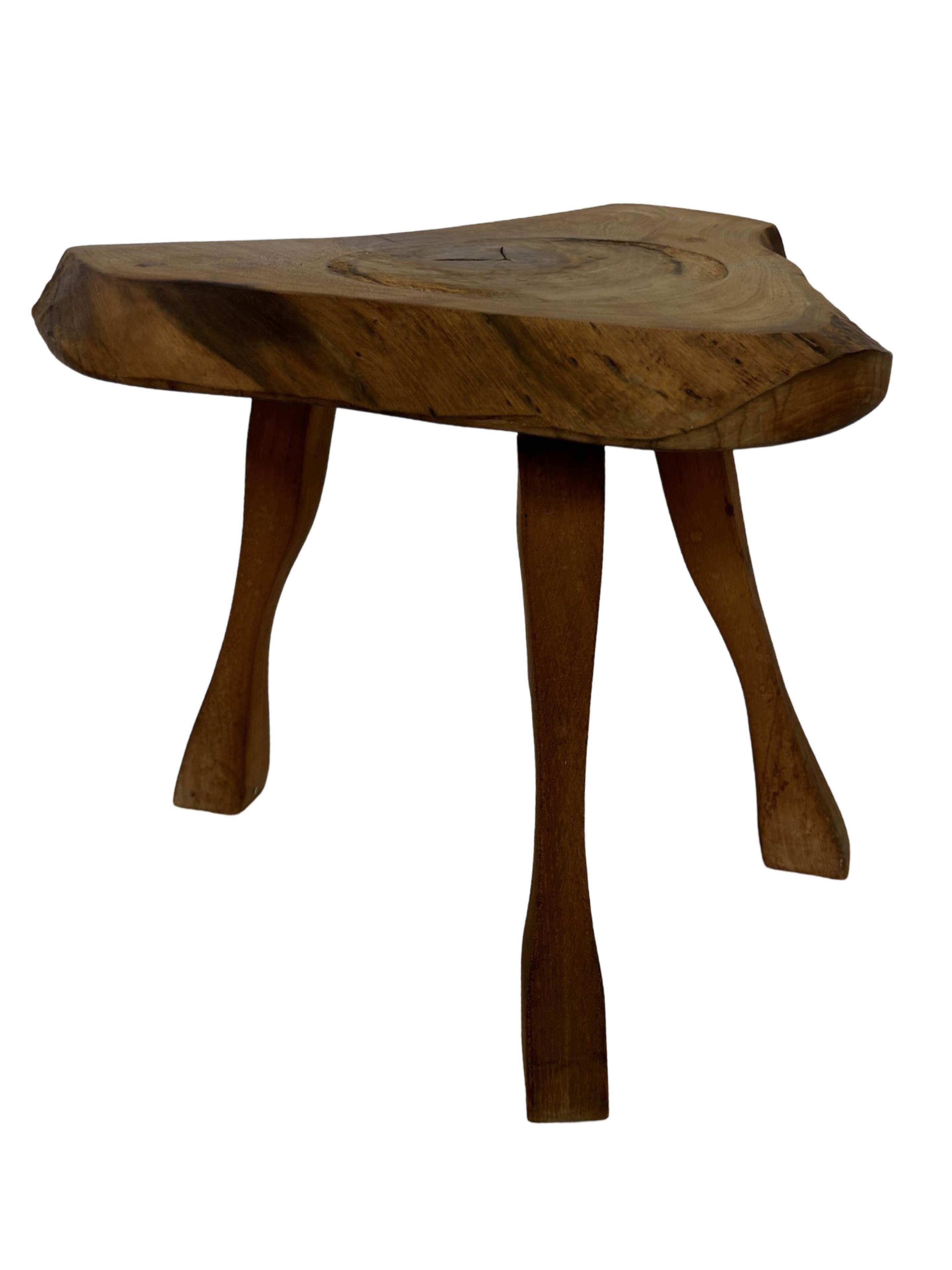 Vintage wooden side table  natural design small table