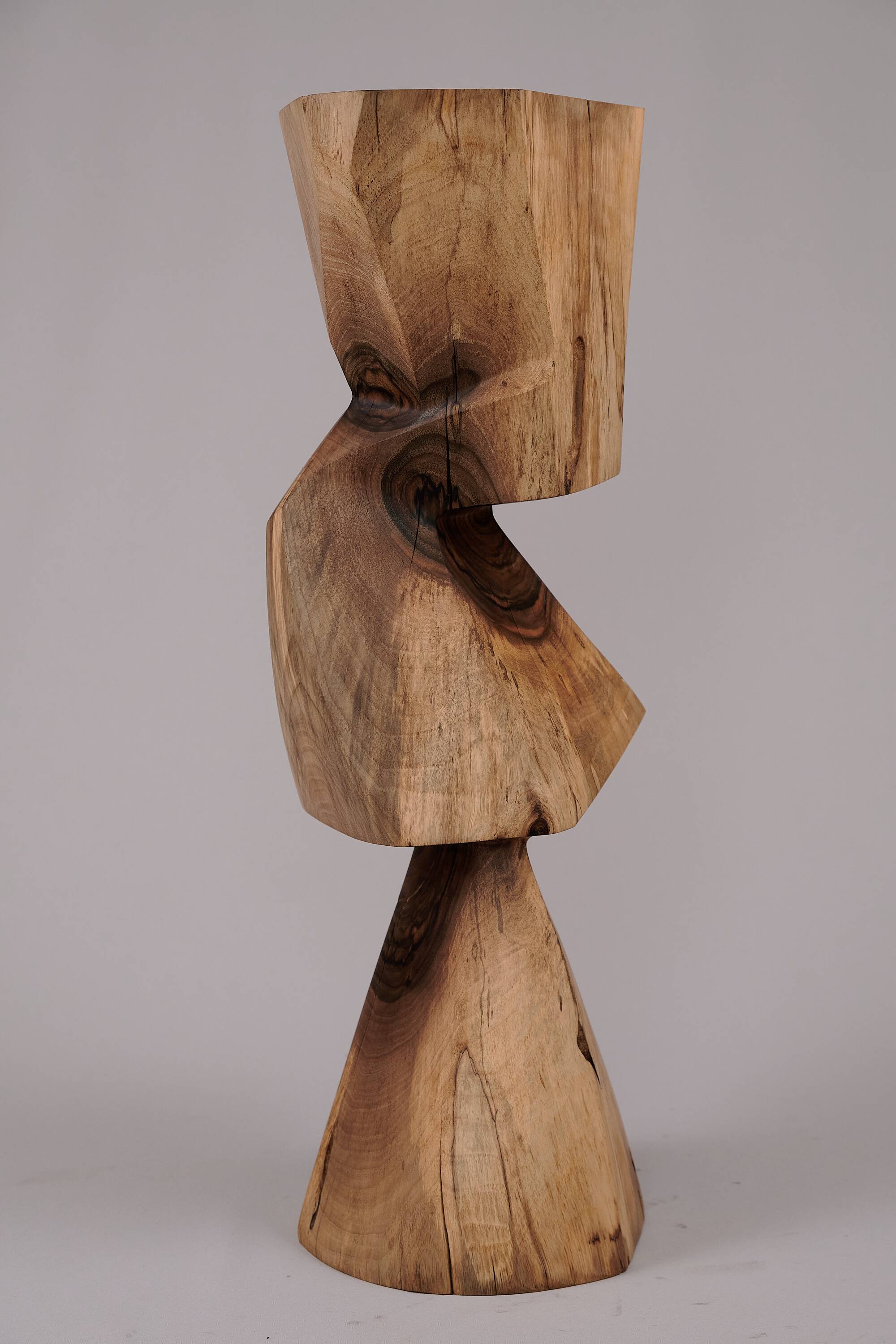 Solid wood sculptural side table, original contemporary design, logniture