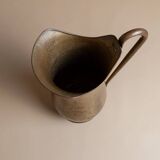 XXL vintage brass jug handmade in Italy (1950s) – golden brass vase with patina and elegant handle