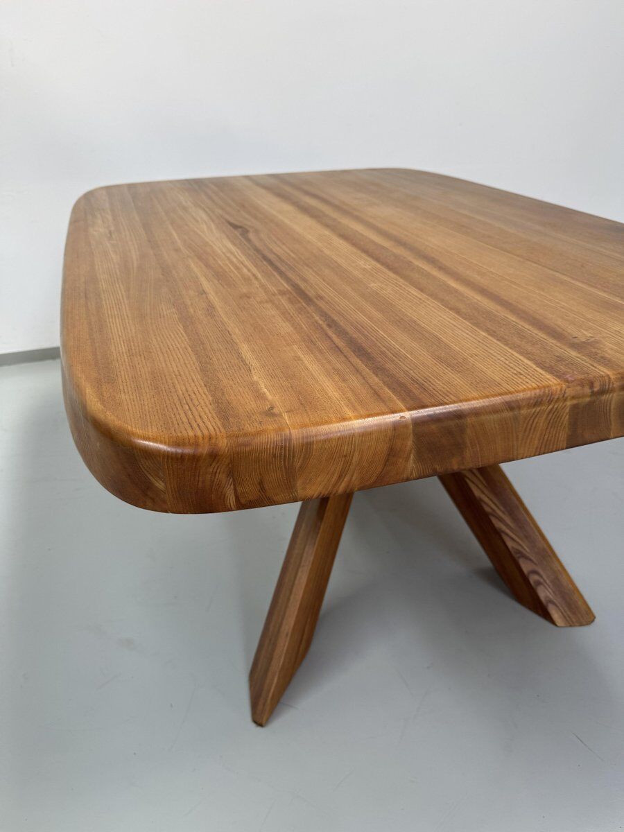 French early edition Aban T35C table in elm attributed to Pierre Chapo, 1970s