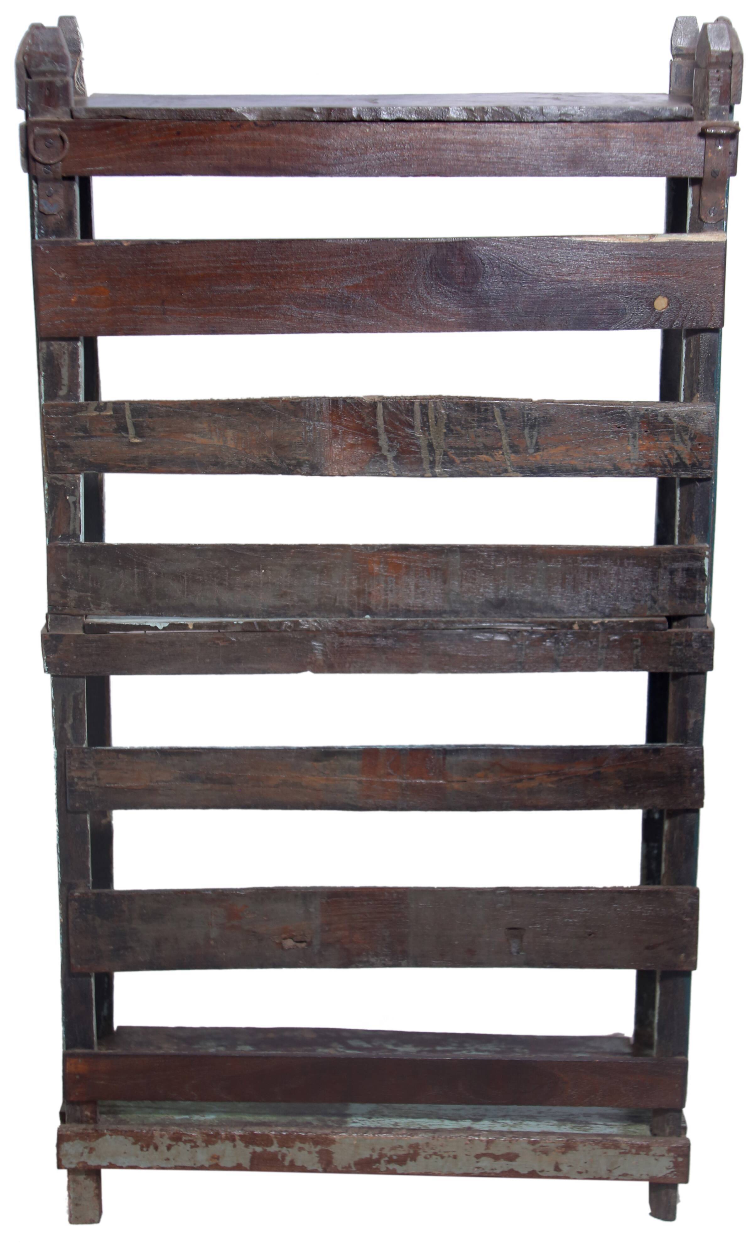 Freestanding or wall-mounted shelf in old Burmese teak