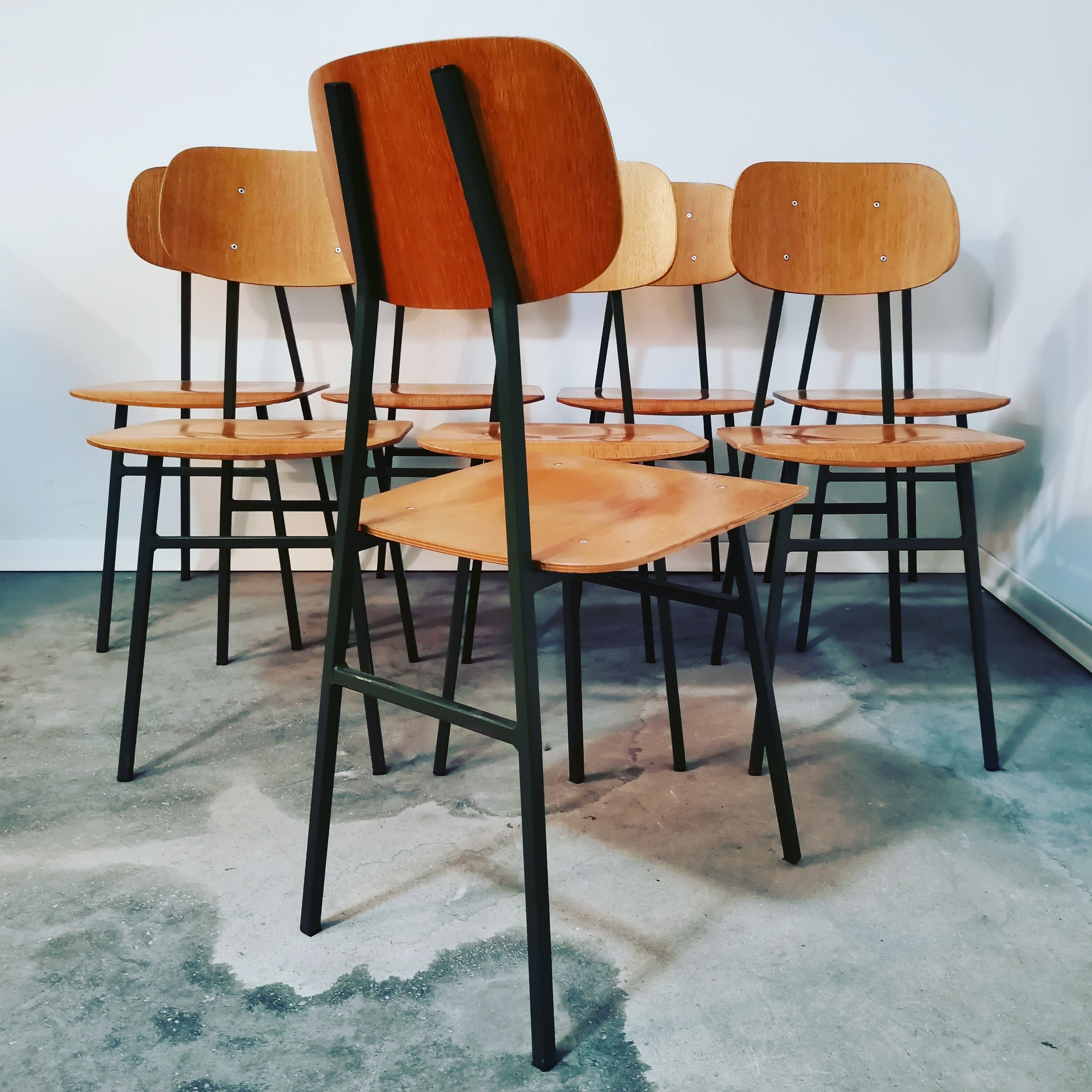Vintage chairs, 1970s, green frame