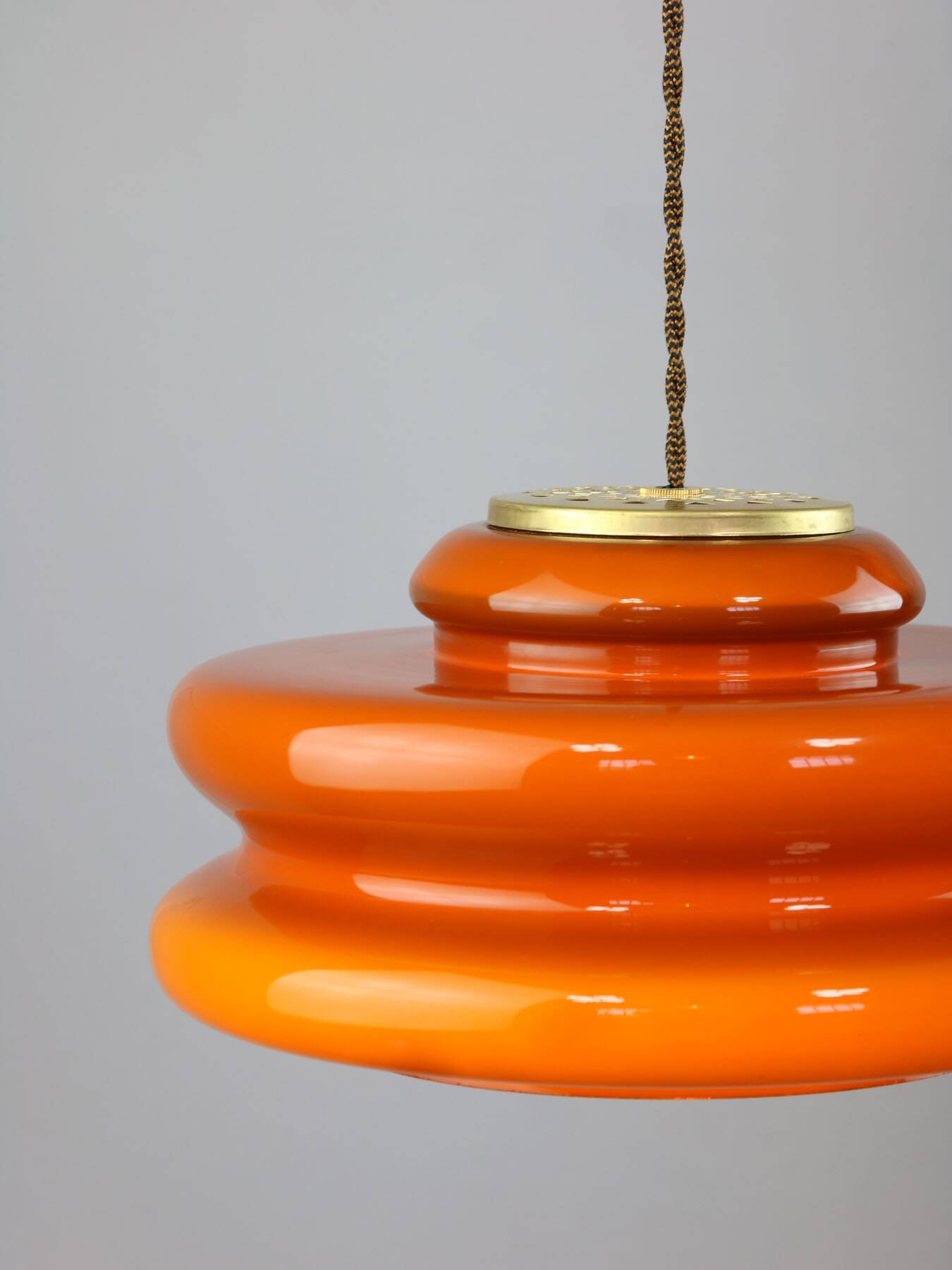 Mid-century italian brass and glass pendant lamp