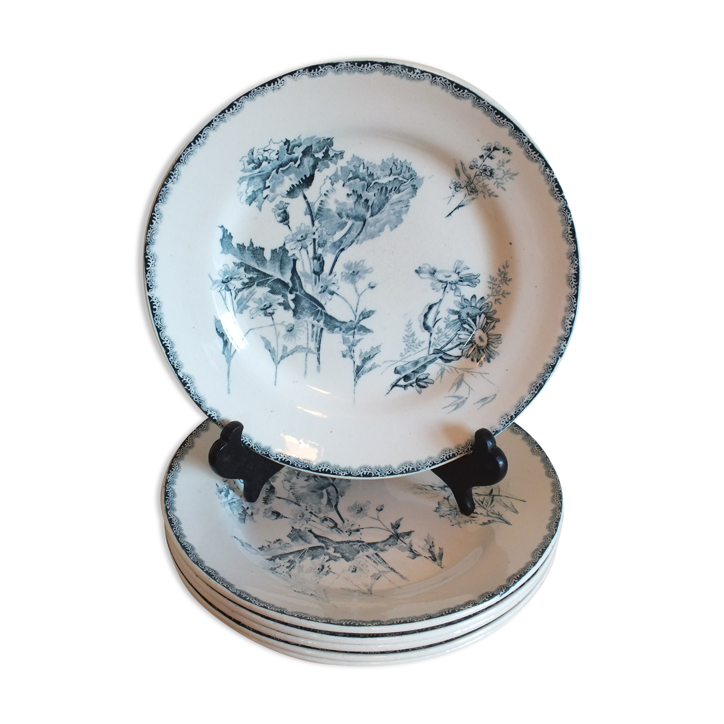 6 flat plates in Terre de Fer Choisy le Roi HB service Provençal Lot 3
