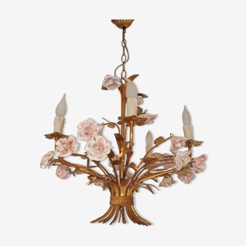 Chandelier 19 pink porcelain Hans Kogl