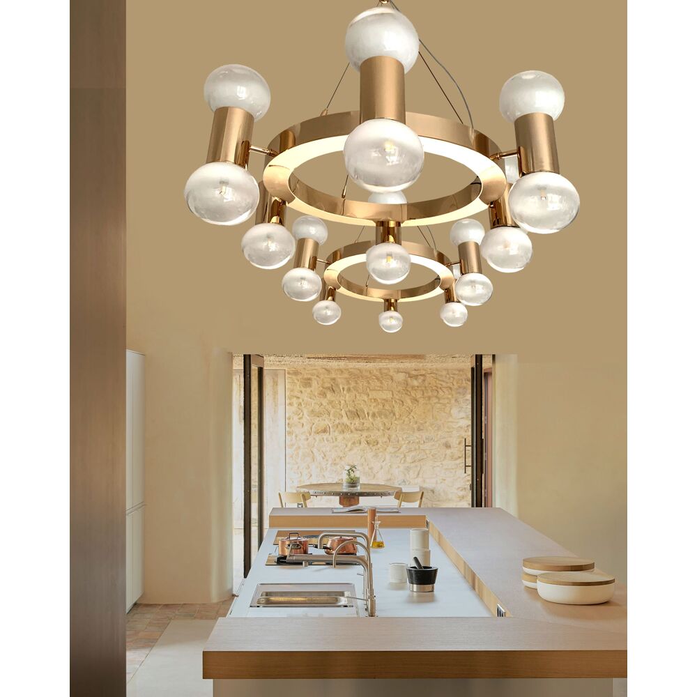 Lustre annulaire avec sphères blanches dégradées