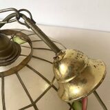 Vintage mother-of-pearl and brass flower pendant light