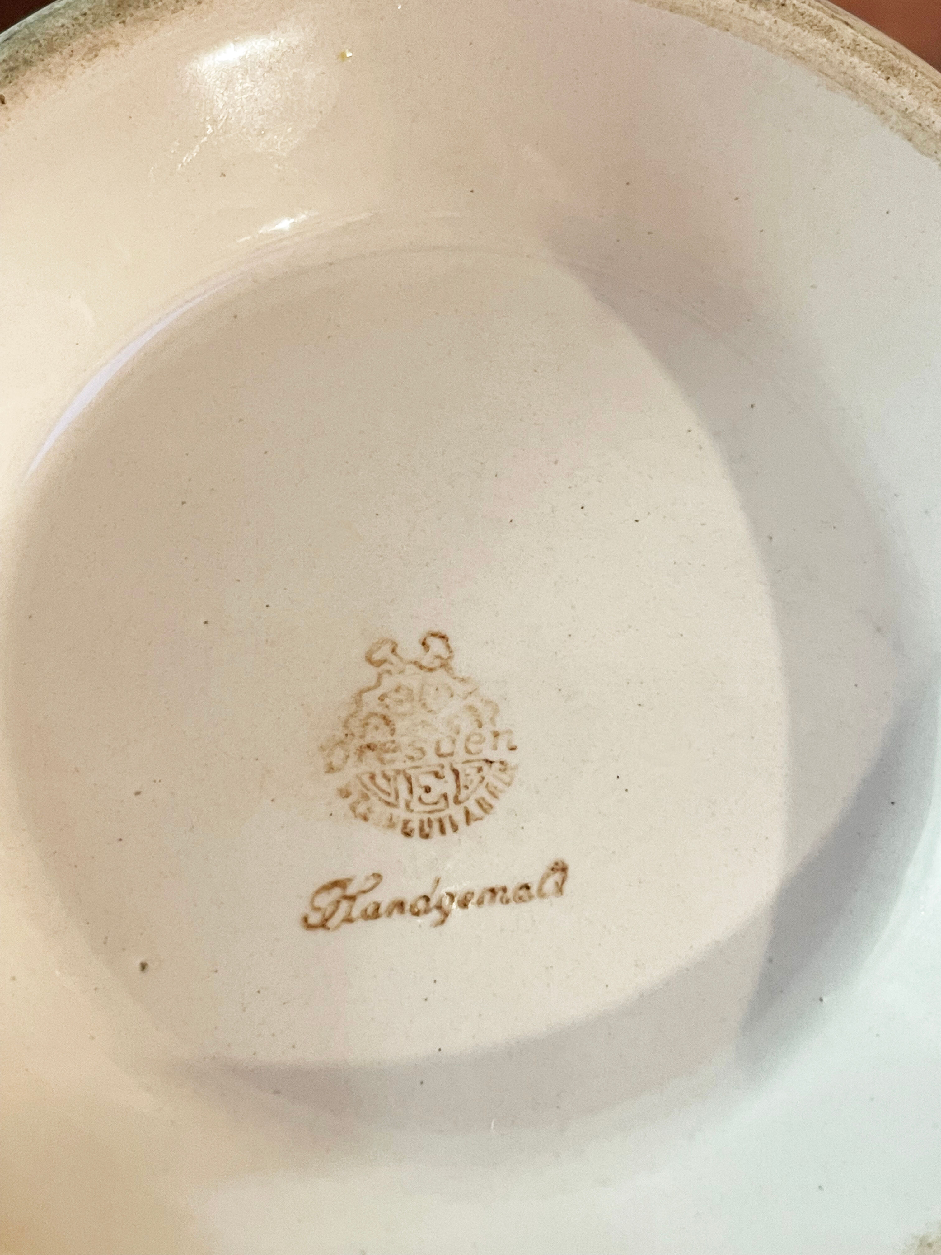 East German GDR Vase from 1960s with Hand-Painted Flowers, Steingutfabrik Dresden, Villeroy & Boch