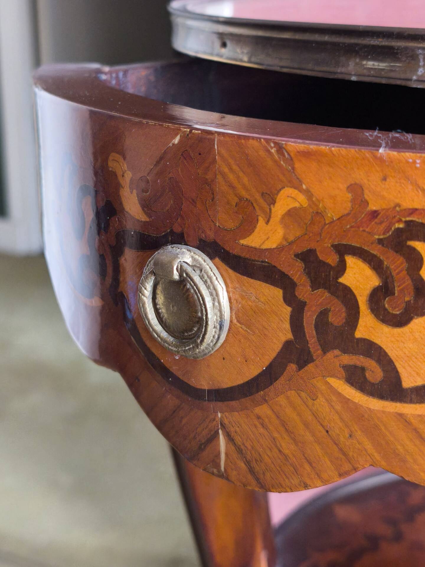 Napoleon III side table with three tiers in marquetry – 19th century