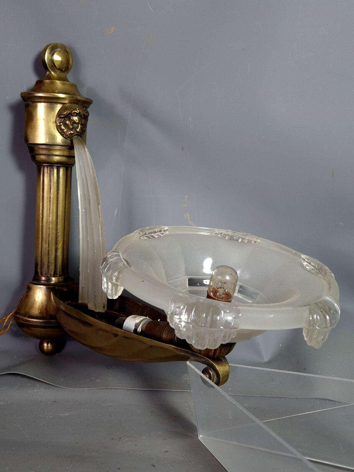 Art Deco bronze & glass wall lamp