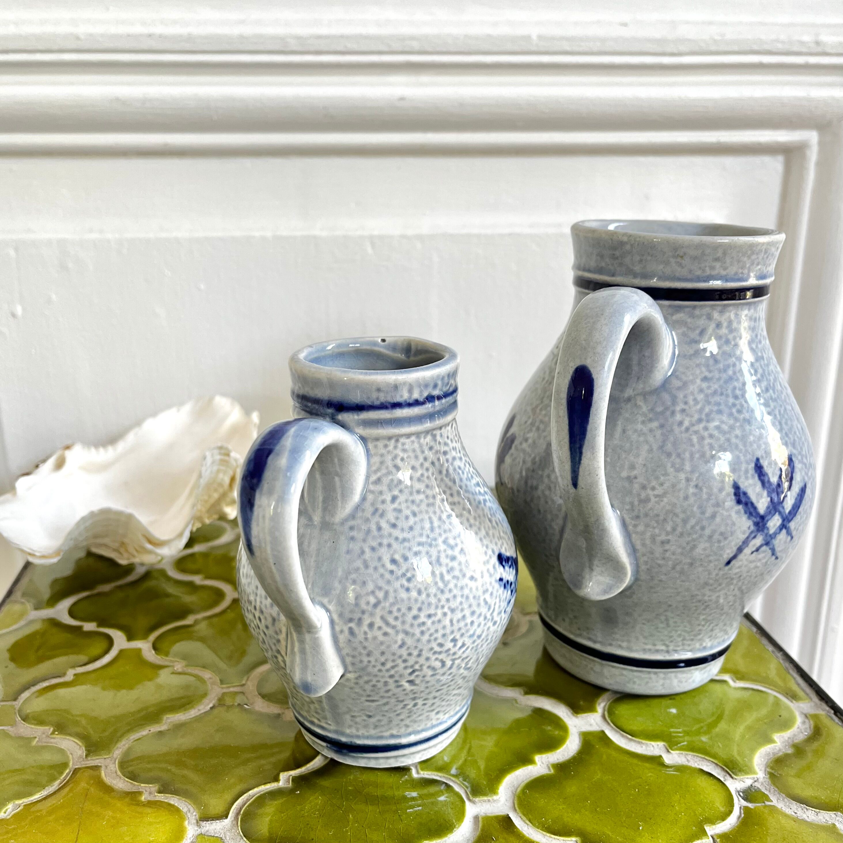 Vintage bluestoneware pitchers