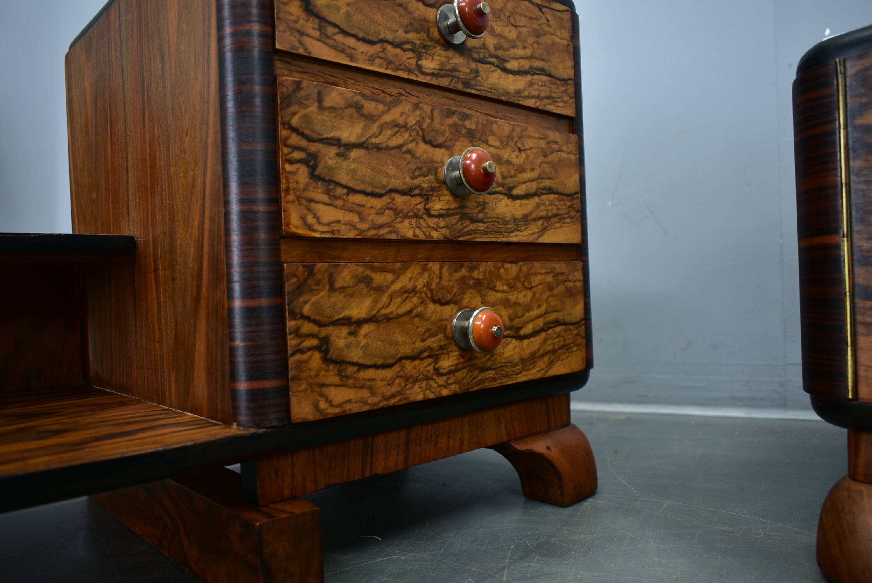 1935s pair of art deco bedside tables, Czechoslovakia