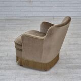 1970s, Danish lounge chair, original condition, furniture velour, beech wood legs.