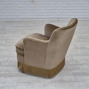 1970s, Danish lounge chair, original condition, furniture velour, beech wood legs.