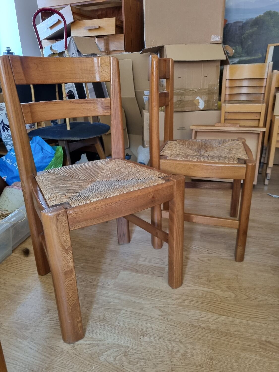 Pair of straw chairs