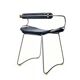 Stool height chair / table c. Backrest Aged Silver Steel and Navy Blue Leather