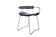 Tabouret hauteur chaise, dossier acier argent vieilli et cuir bleu marine