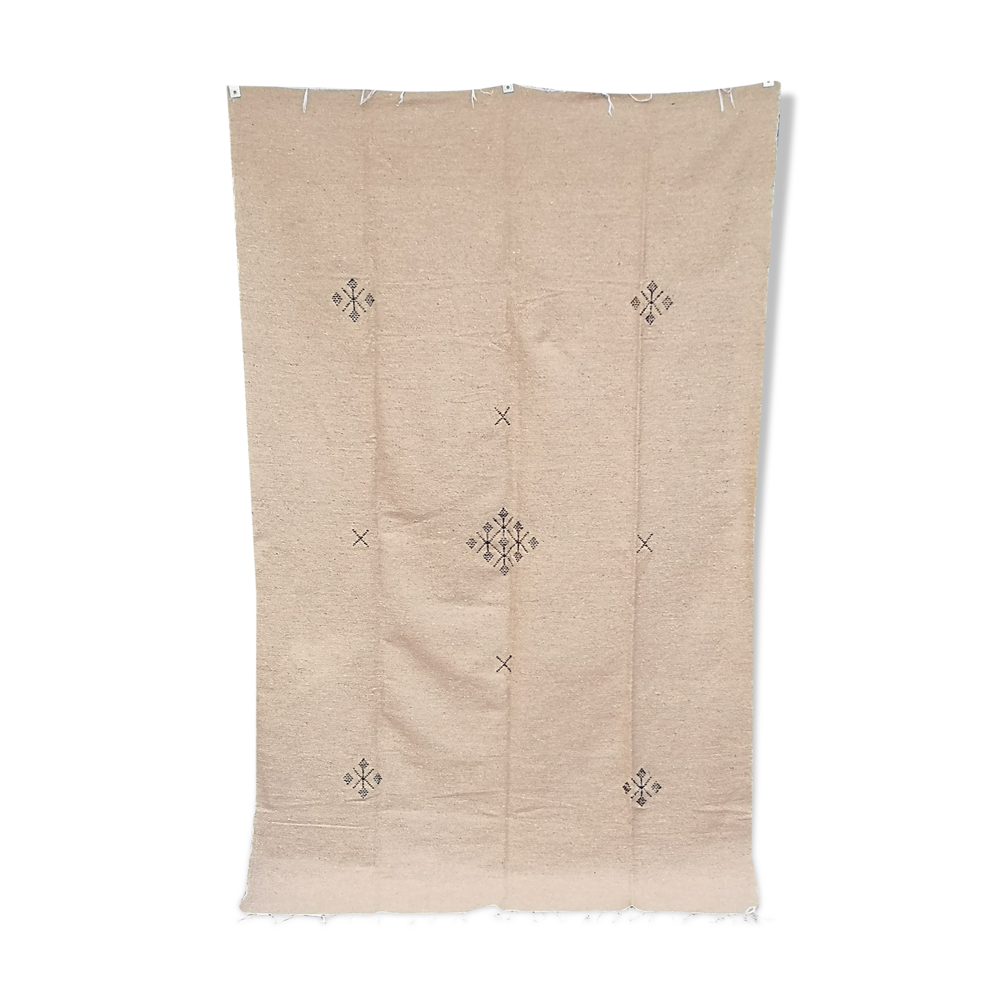 Moroccan berber rug handmade in beige cotton 130 x 220 cm