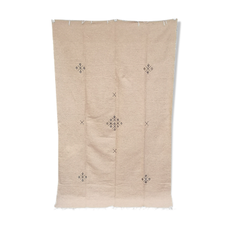 Moroccan berber rug handmade in beige cotton 130 x 220 cm