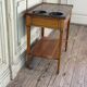 Louis XVI refreshment table in mahogany, brass and marble, 18th century.