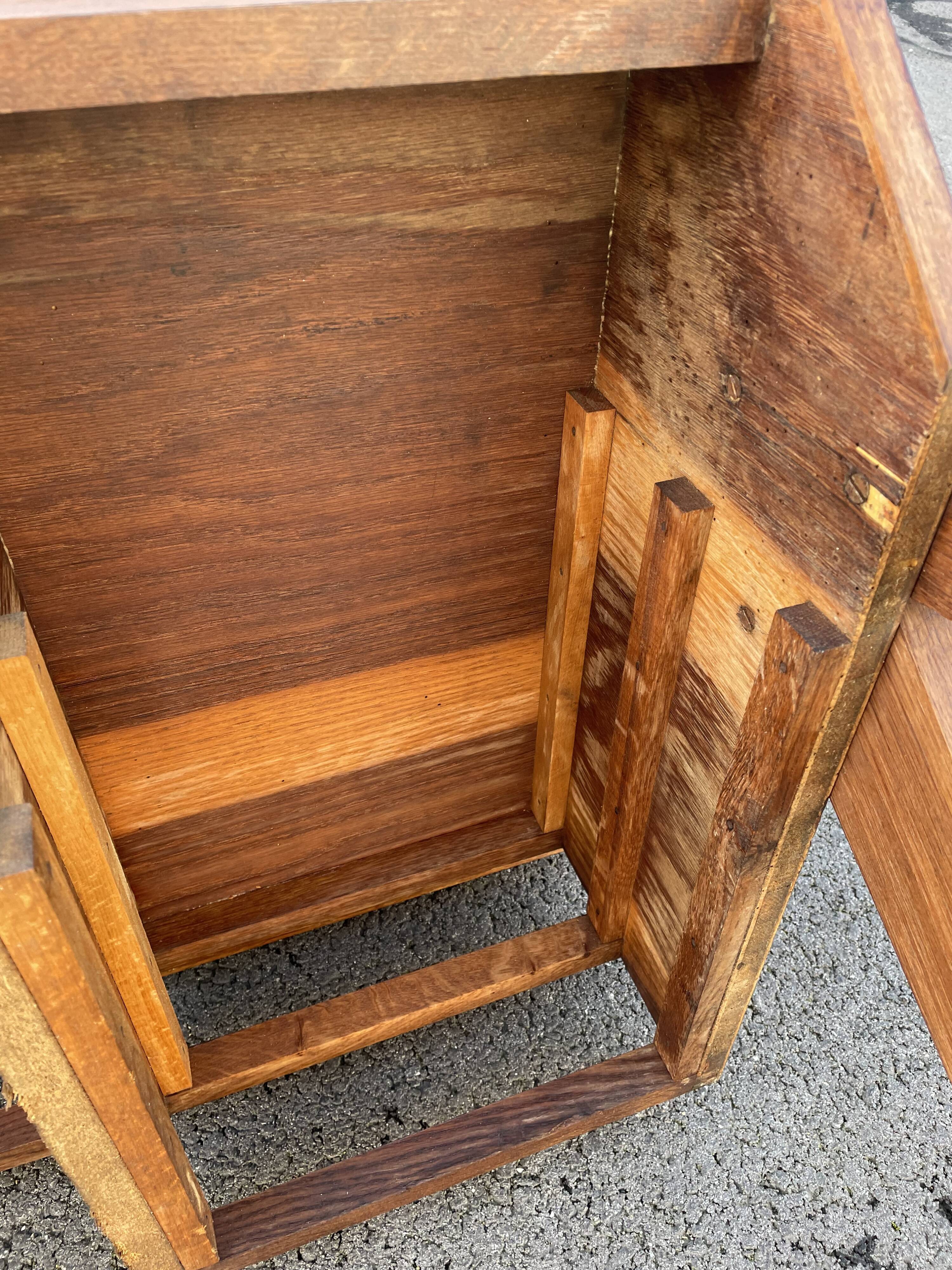 Modernist wooden desk with compass feet 1950