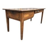 Antique chestnut farmhouse table with 1 bread niche and 1 drawer