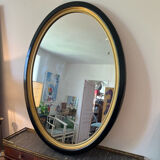 Vintage oval mirror wood black and gold