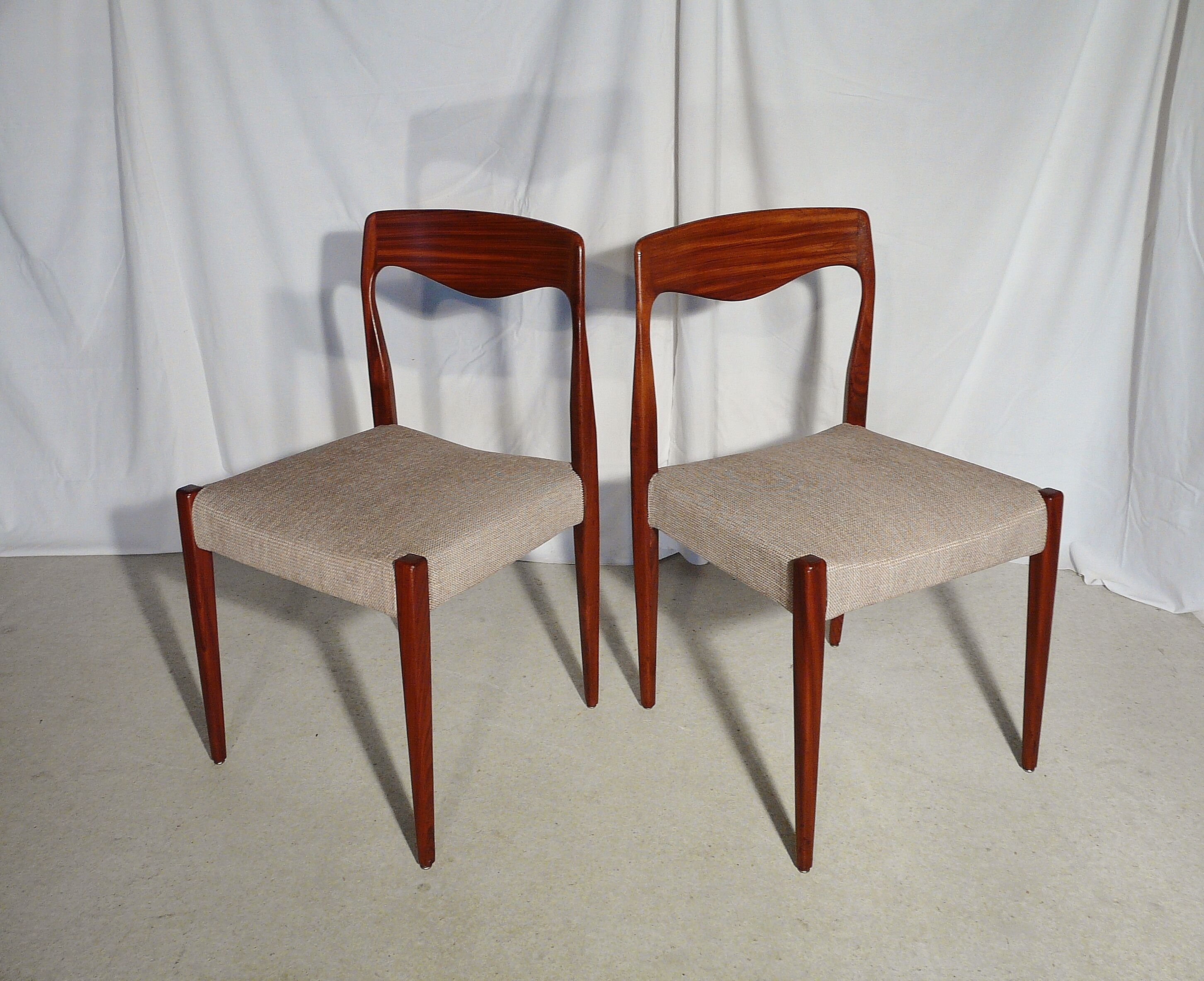Six scandinavian vintage teak chairs
