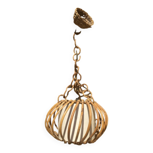 suspension vintage en - rotin