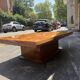 Coffee table in elm burl with 2 mirrored drawers from the 1970s.