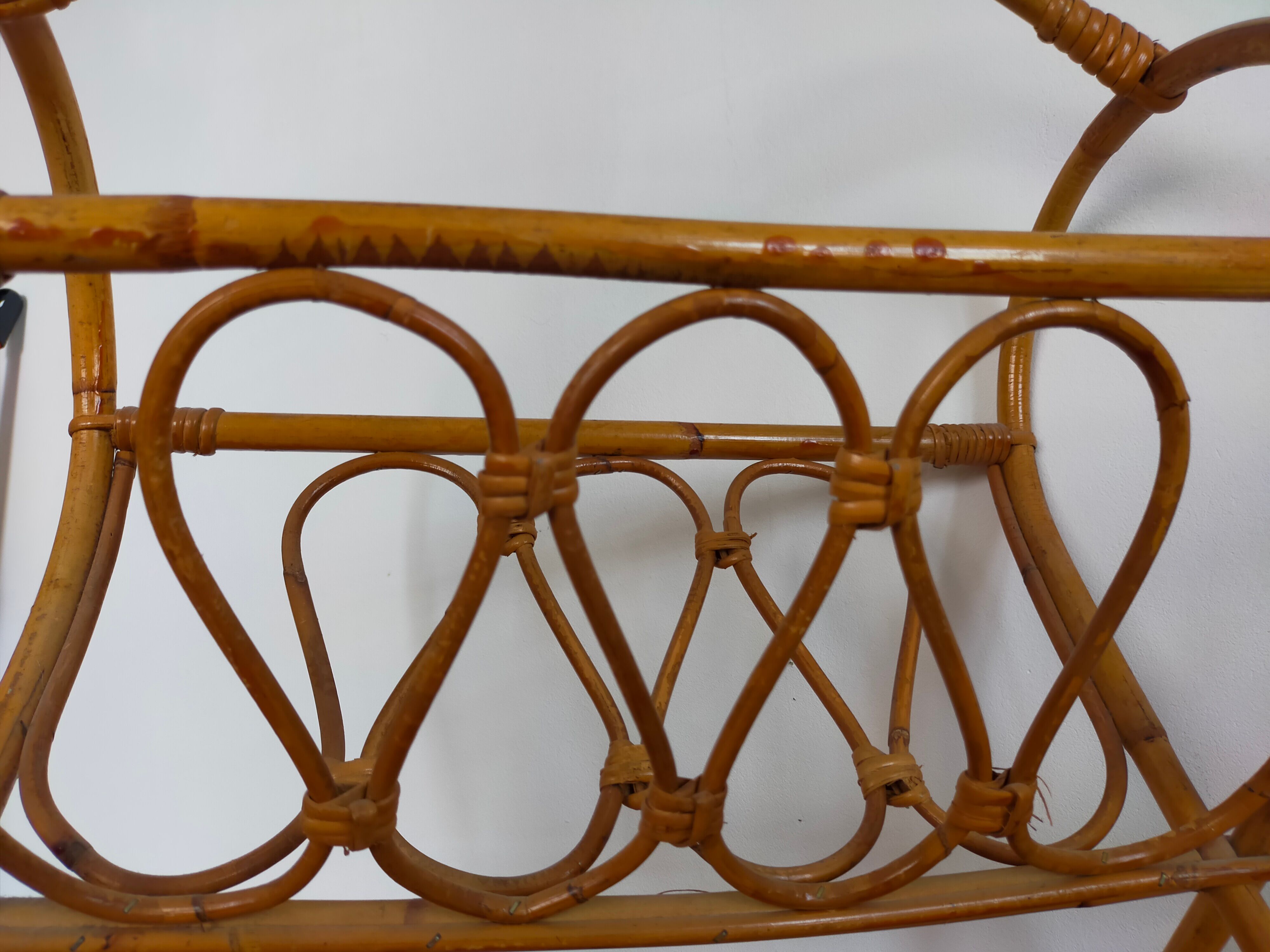 Vintage rattan magazine holder