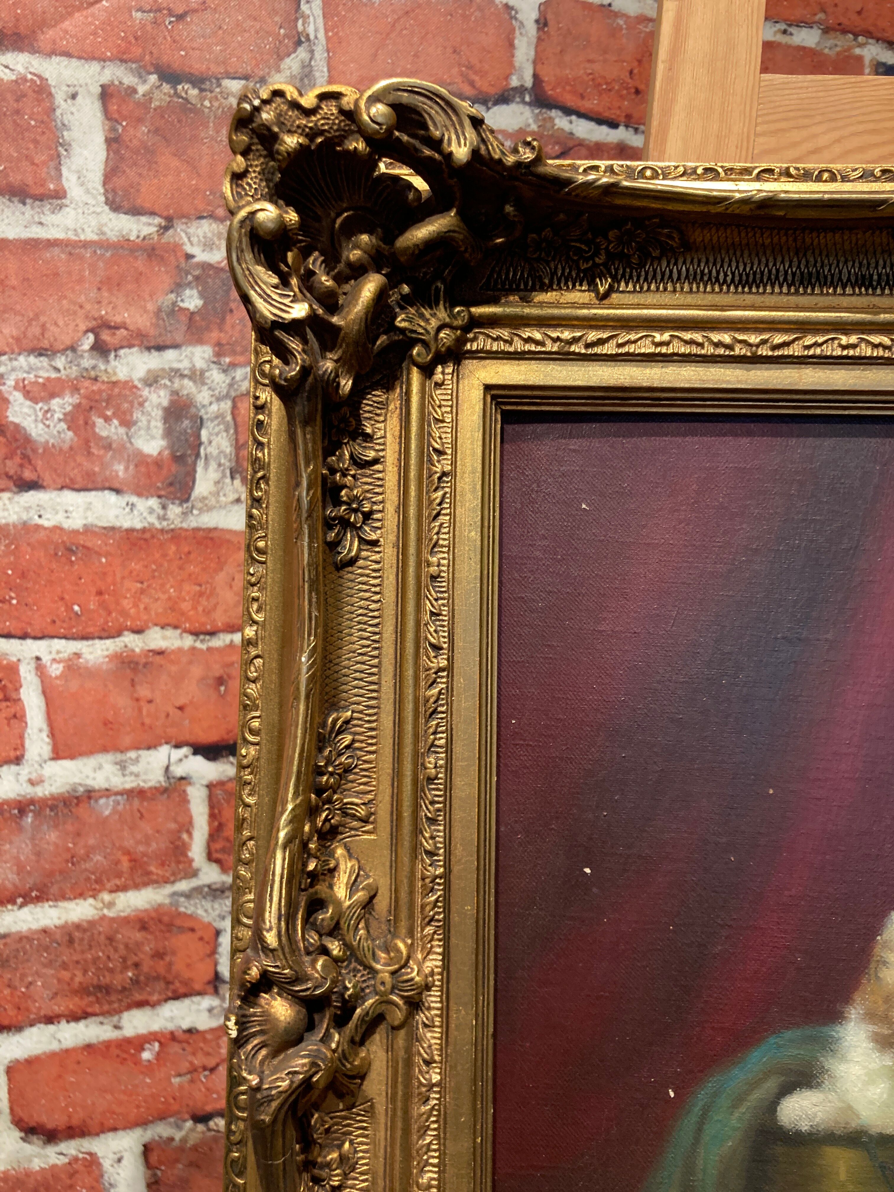 Oil on canvas depicting cats