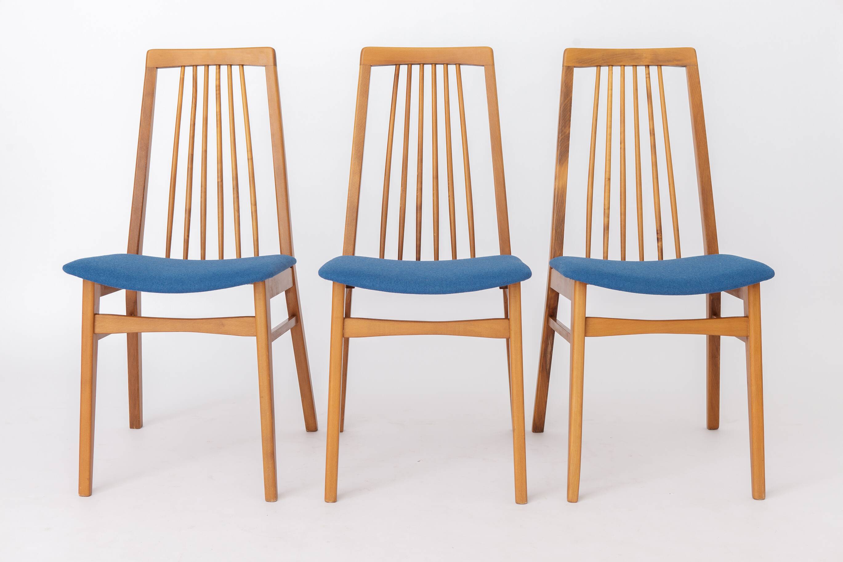 Set of 6 German Dining Chairs, 1960s | Solid Beech Mid-Century Chairs |