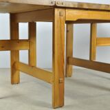 Vintage scandinavian pine drop-leaf dining table, edvin helseth, norway 70s