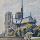 Table, oil representing Notre Dame de Paris