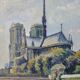 Table, oil representing Notre Dame de Paris