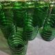Vintage service decanter 8 glasses green bottle twisted model