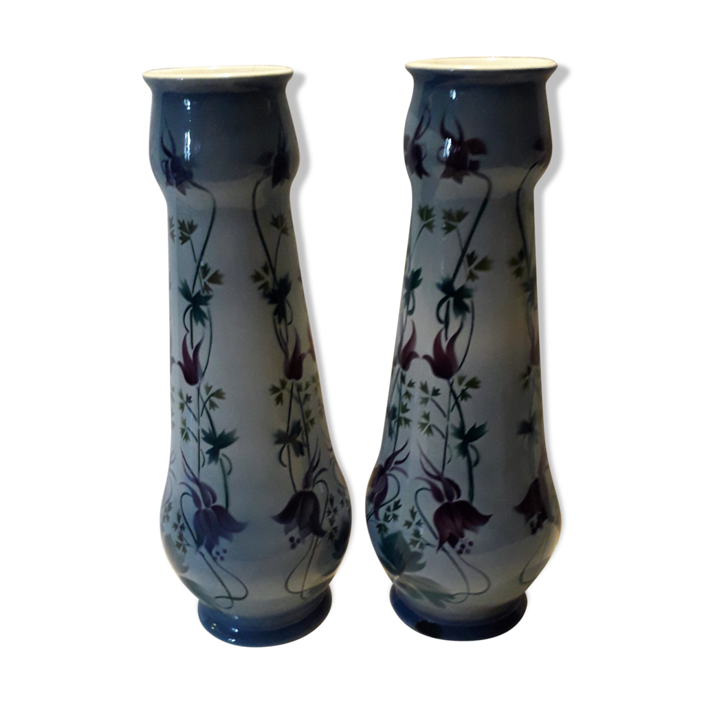 Duo de vases en faïence de Sarreguemines Selency