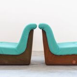 Set of two Lev & Lev armchairs in fabric, removable covers, with fiberglass structure, year