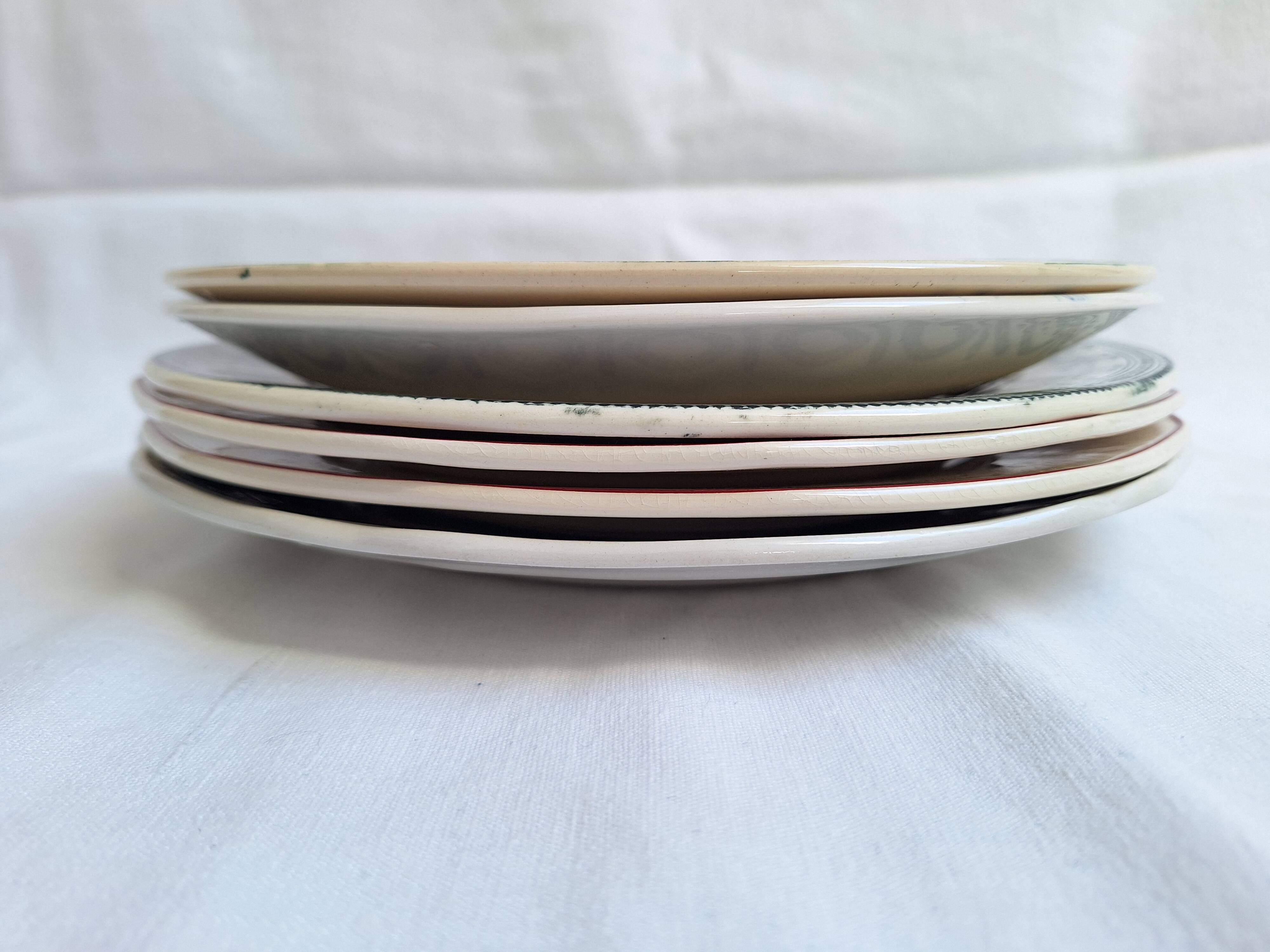 Vintage blue pink green dinner plates