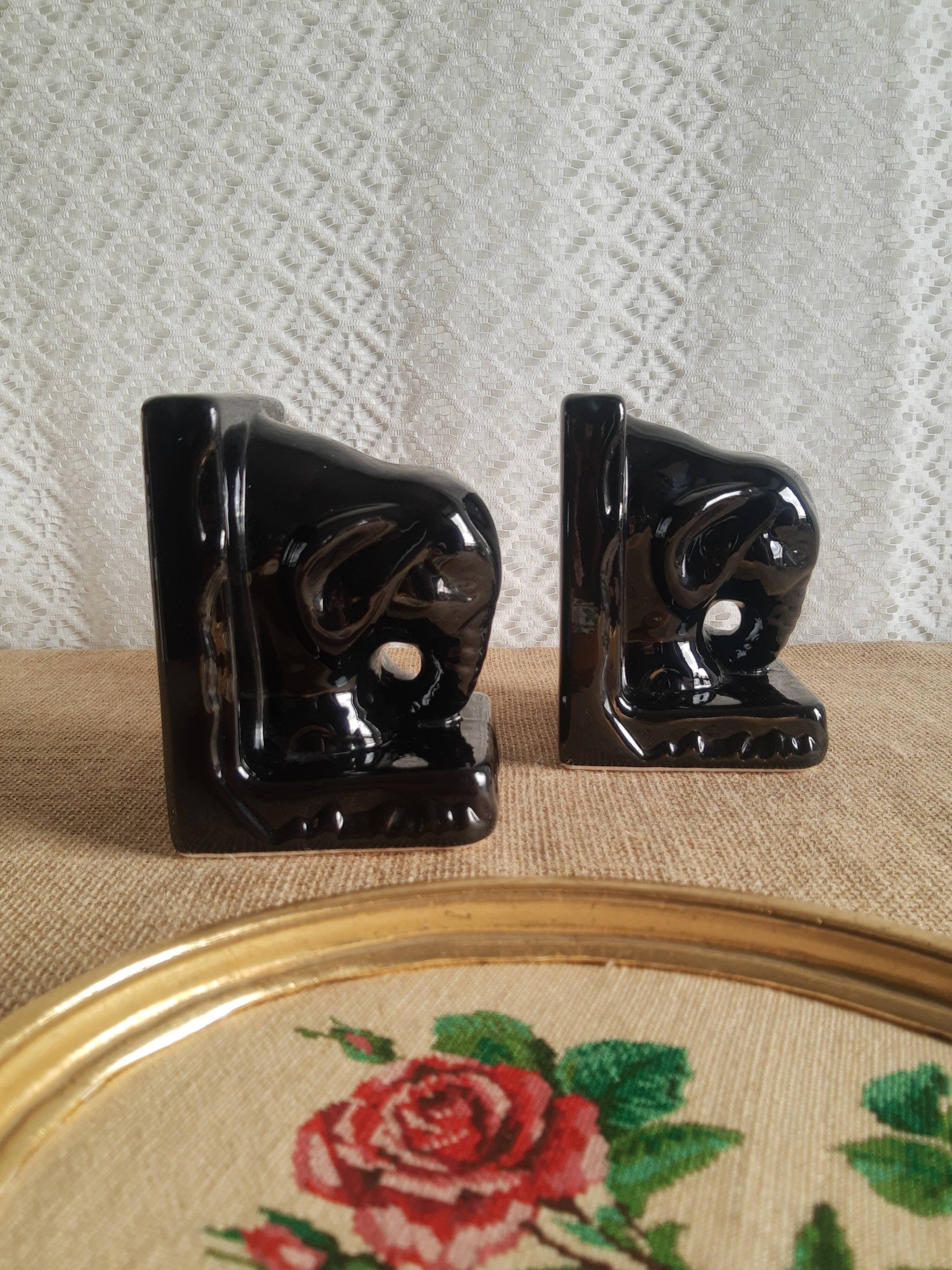 Pair of greenhouse books ceramic vintage elephant