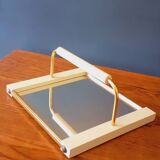 Plateau vintage année 50 en bois laqué et métal doré