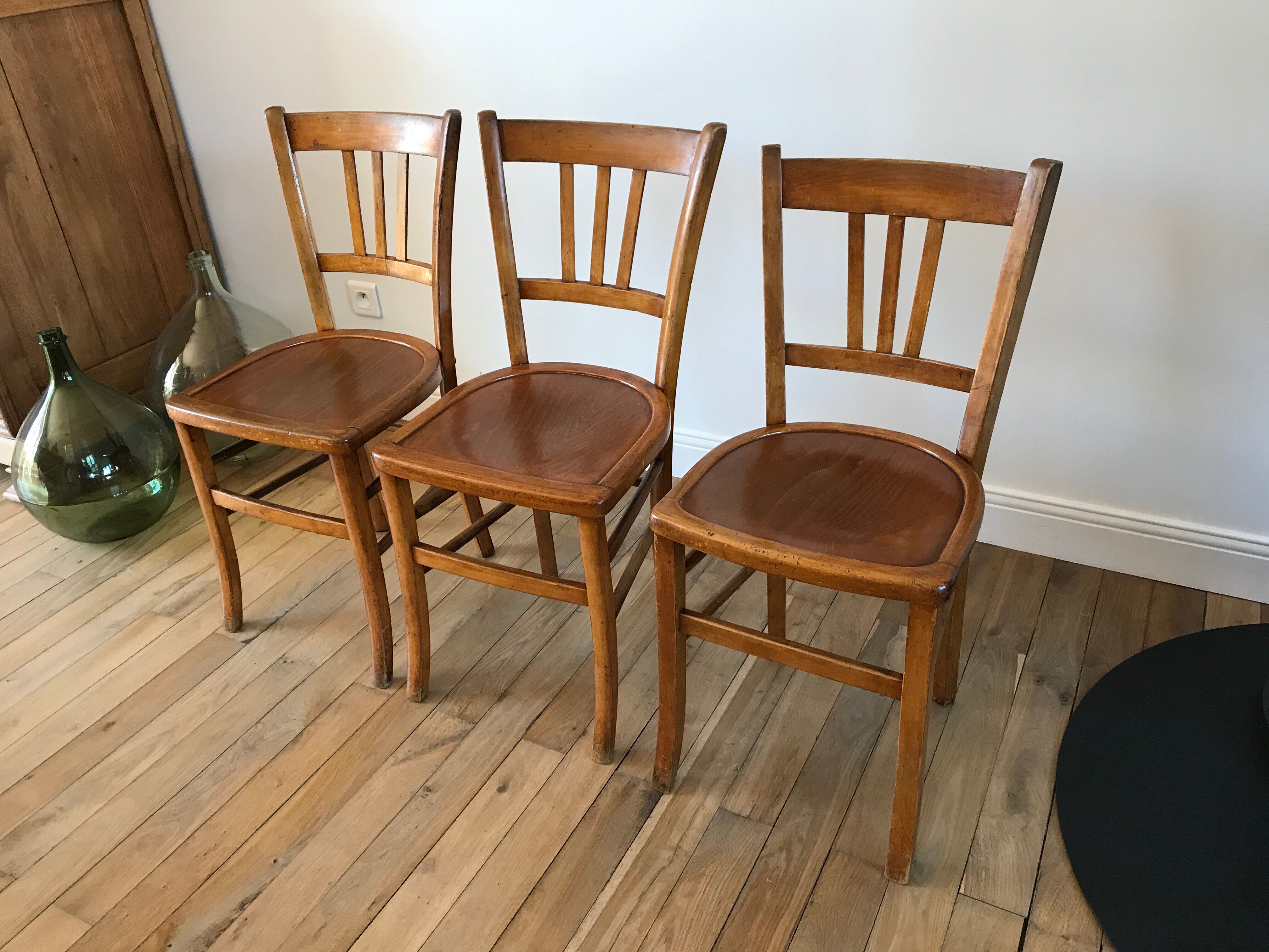Trio de chaises bistrot Luterma années 50