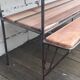 Wrought iron shelf, 3 walnut shelves