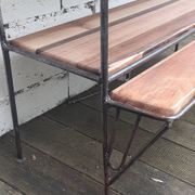 Wrought iron shelf, 3 walnut shelves