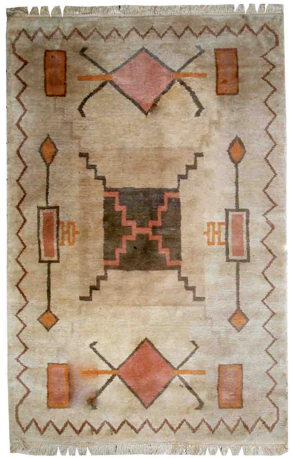 Vintage tibetan khaden handmade carpet 159cm x 237cm 1960s, 1c504