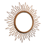 Vintage rattan sun mirror 65 cm