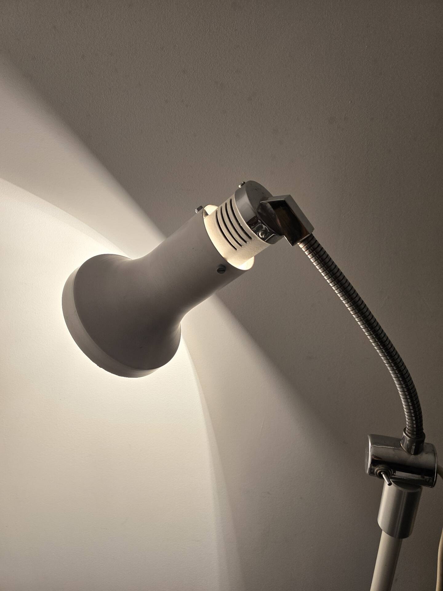 70s Gooseneck Metal Floor Lamp, Adjustable Height Tripod Base