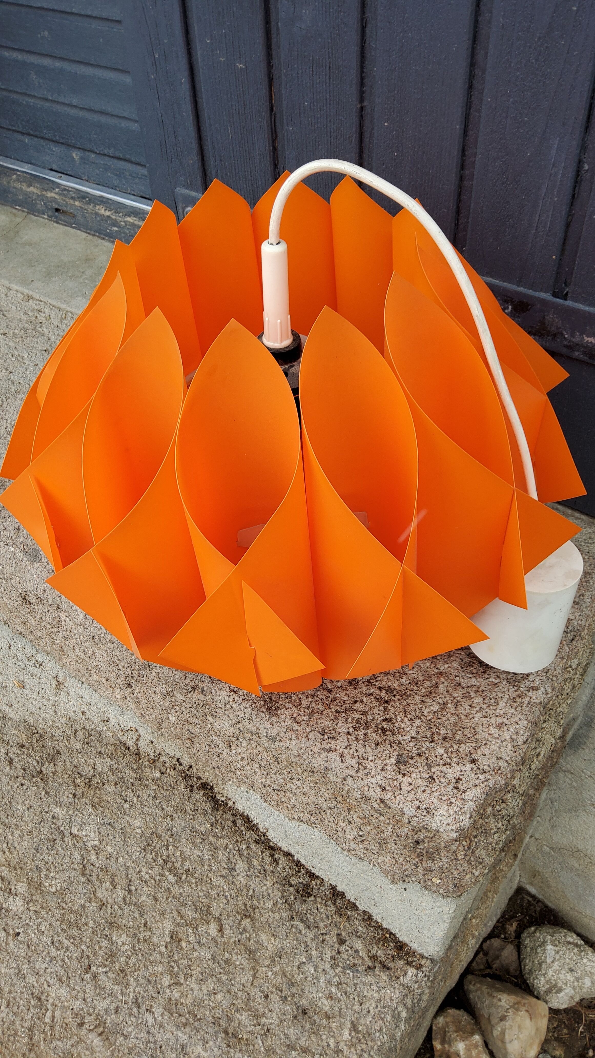 Suspension lamp by Lars Schioler butterfly model Hoyrup Light plastic editor orange 1968